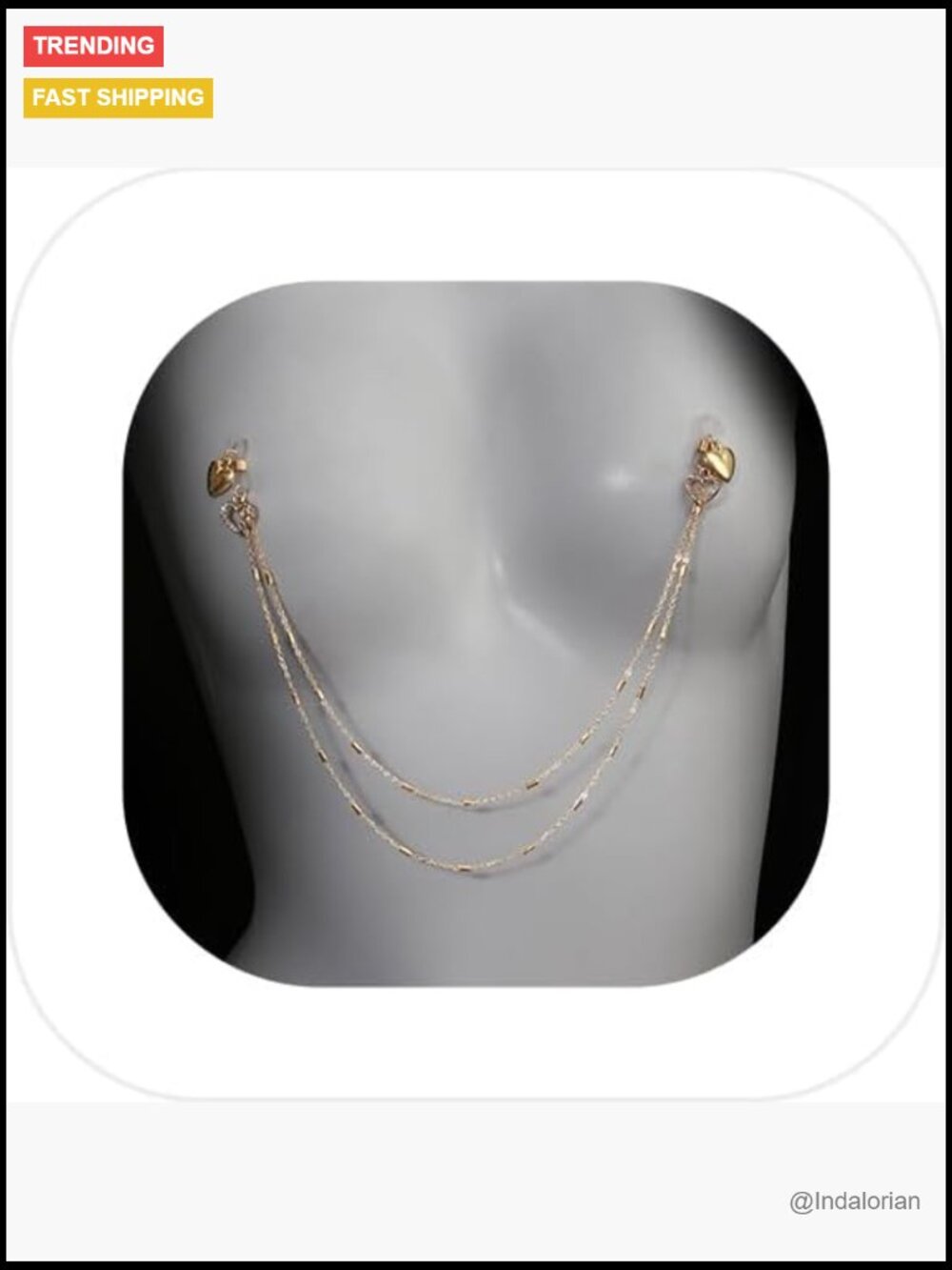 Rhinestone Heart Bra Chain, Non Piercing Nipple Chain Jewelry, Metal Tassel